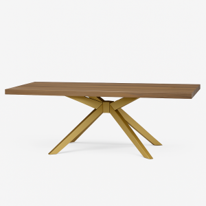 Mesa de comedor madera y metal dorada
