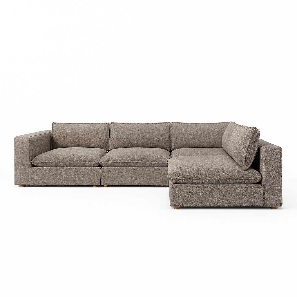 Sofá modular gris con chaise