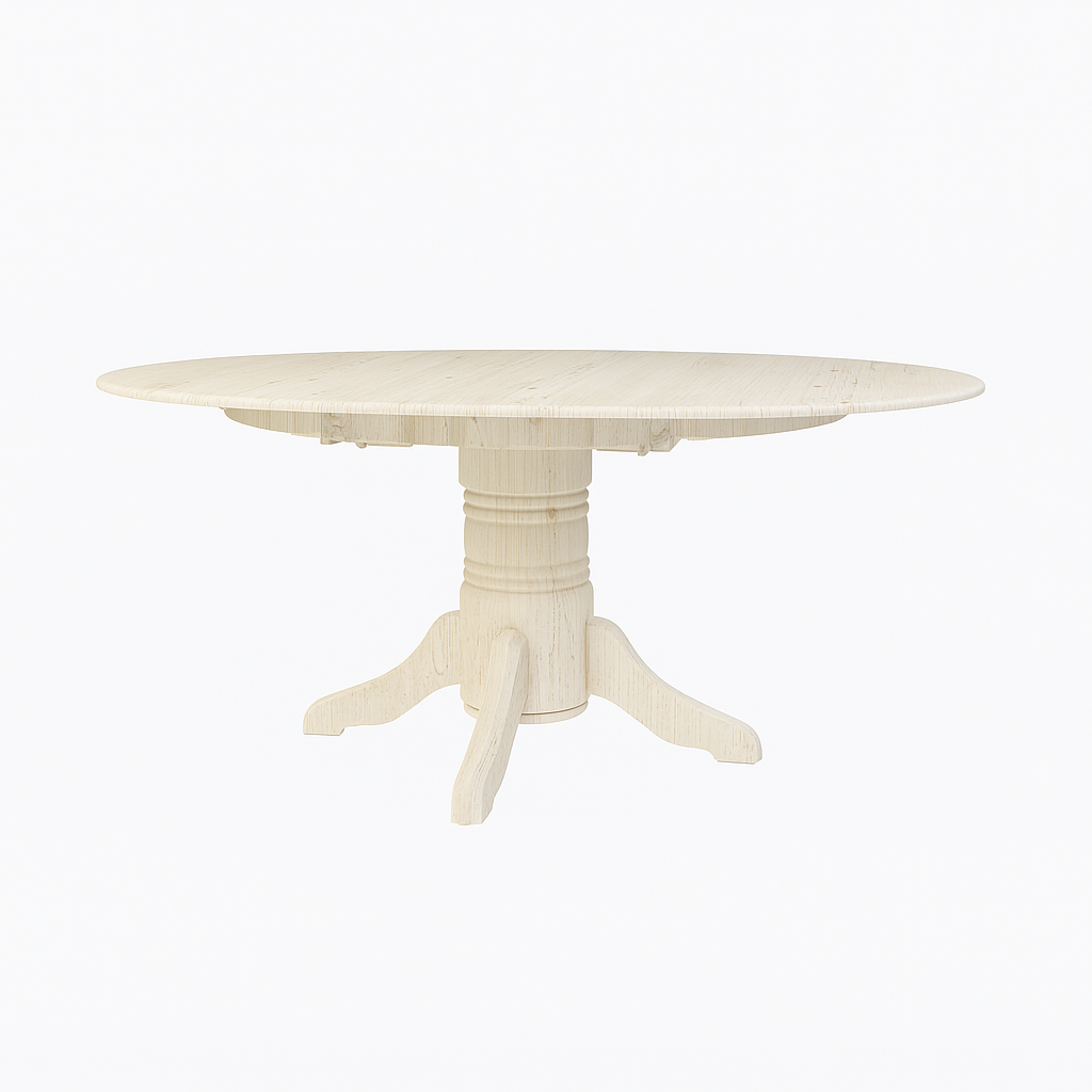 mesa redonda pedestal madera blanca