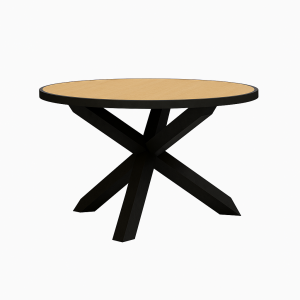 mesa redonda de comedor madera base negra