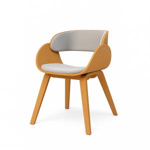 Silla de madera tapizada blanca