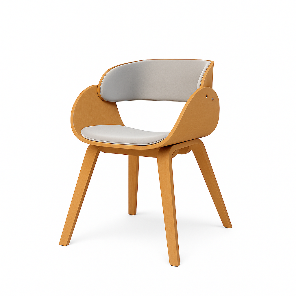 Silla de madera tapizada blanca