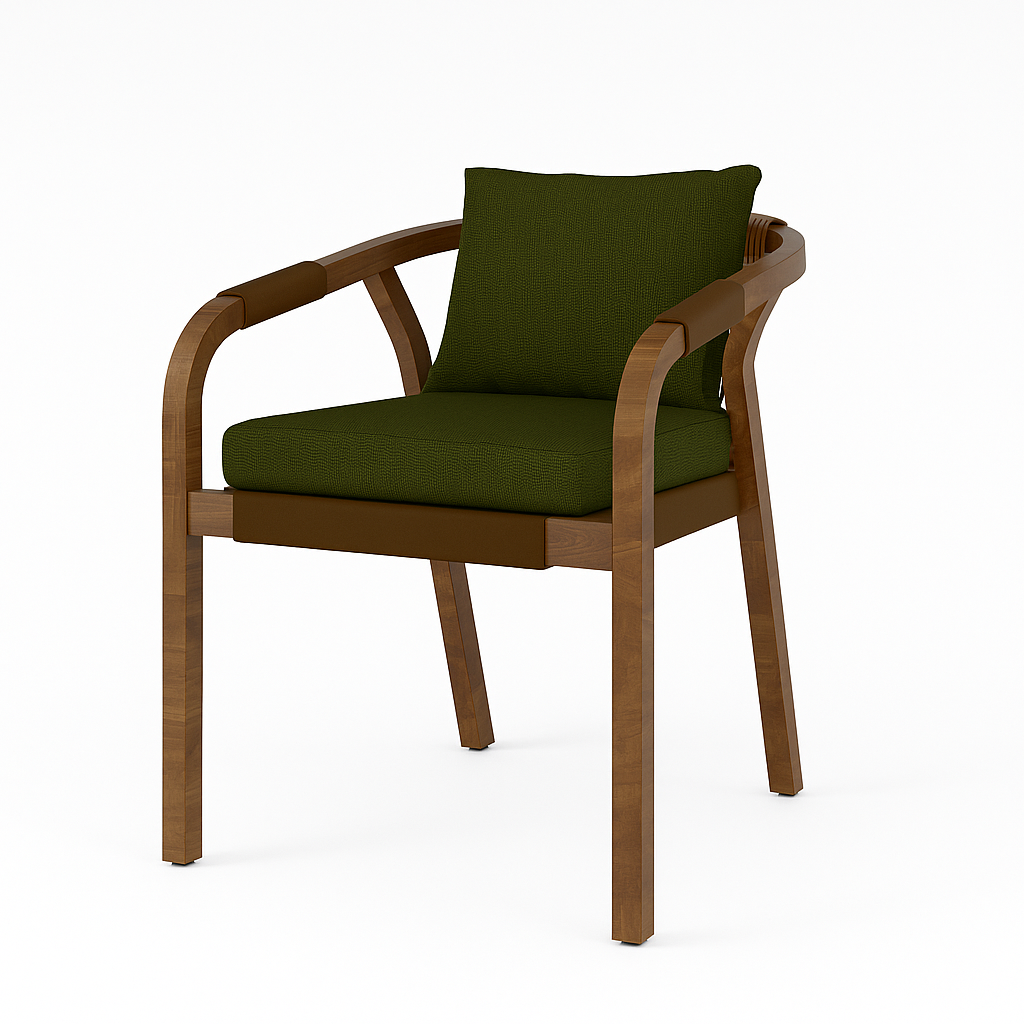 Silla madera tapizado verde