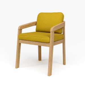 Silla de madera tapizada amarilla