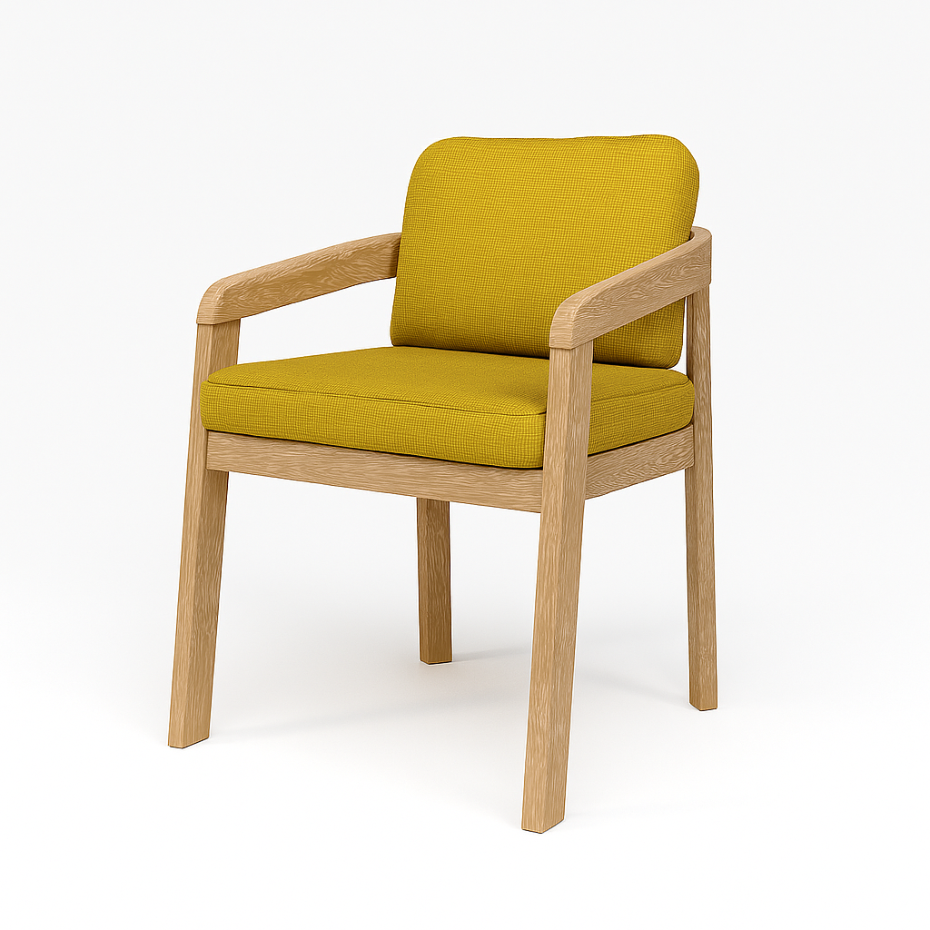 Silla de madera tapizada amarilla