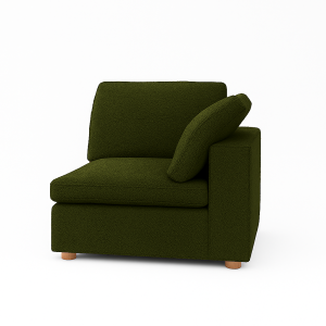 sofá modular bouclé verde oscuro